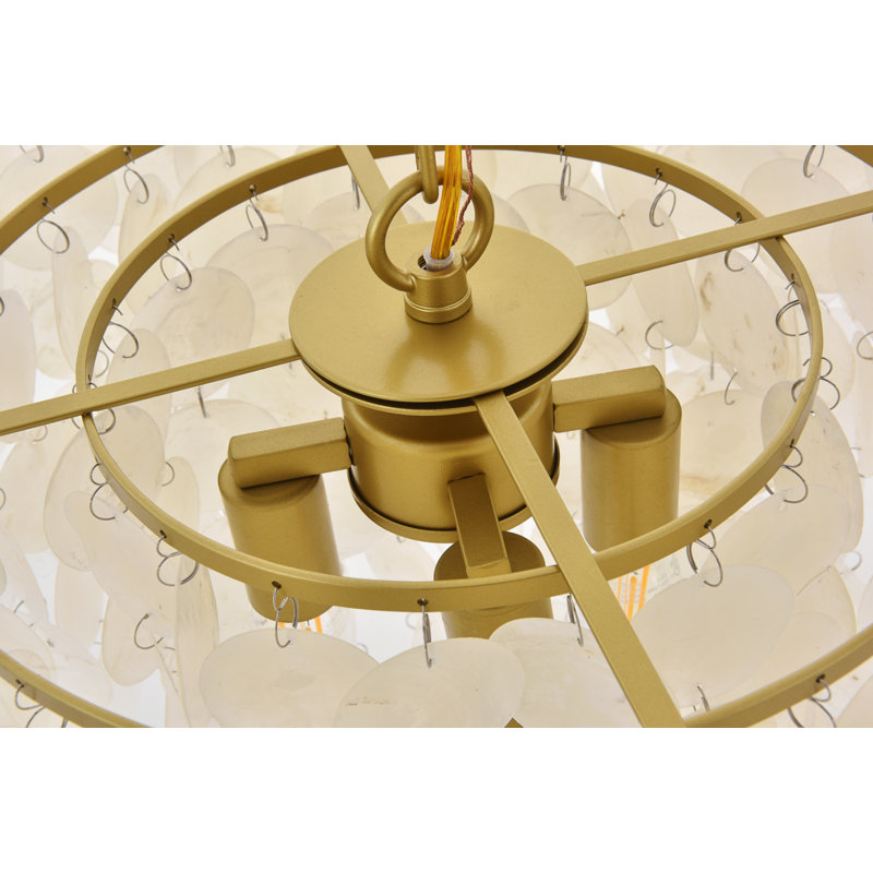 Novalee Dimmable Metal Tiered Pendant, Brass, 13.1" H x 20" W x 20" D, 4 Lights