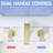 8 Inch Widespread 3 Hole Stainless Steel Bathroom Sink Faucet With Gold Finish, 2 Handles, Manual Operation, Side , Ceramic Filler, Handle, Contemporary Look Vanity Faucet, Control, Cartridge Valve