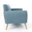 Petit espace avec un design contemporain et un tissu bleu recouvrant un revêtement compact pour les appartements