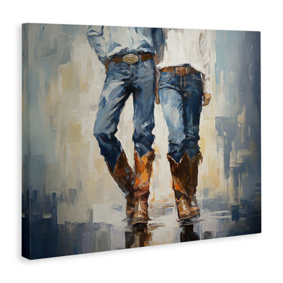 «Cowboy & Cowgirl Couple», art mural sur toile par Ramona Murdock