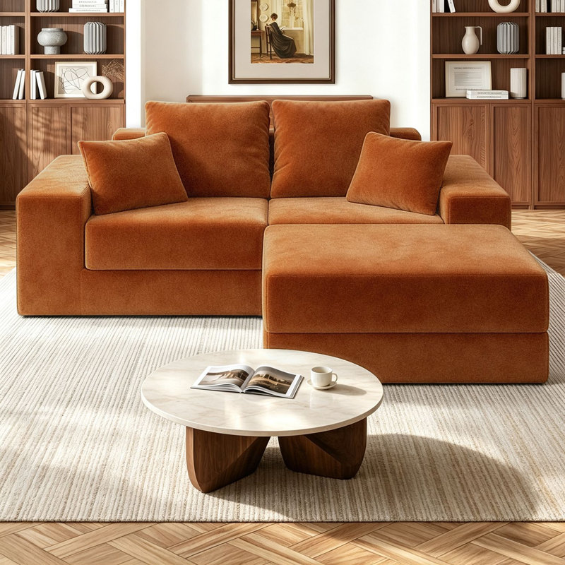Canapé modulaire 75 po pour salon, Orange