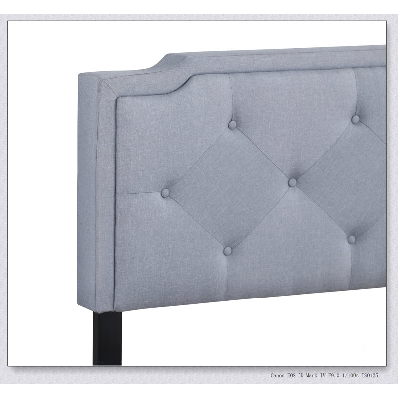 Structure de lit rembourrée avec tête de lit capitonnée à boutons, Blanc, Double