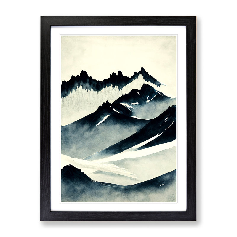 Glacier Ink Wash - Picture Frame Print, 64cm H x 46cm W x 2cm D, Walnut