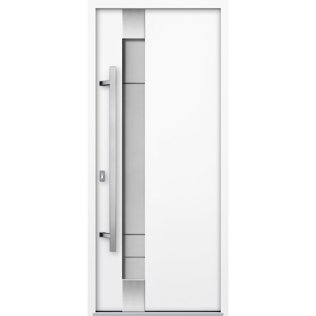 Front Exterior Prehung Steel Door Deux 1713 Stainless Inserts Single Modern Painted-W36" x H80" VDomDoors 