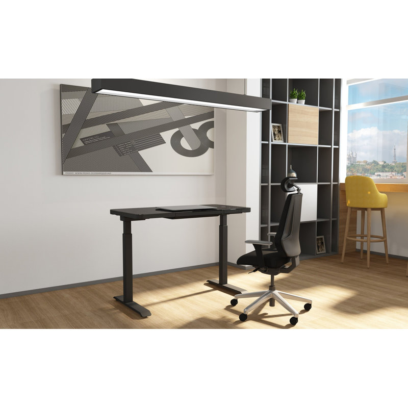 Adjustable Glass Top Metal Base Standing Desk