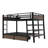 Full Size Metal Bunk Bed with Storage Shelves & USB Ports – Space-Saving, Durable, Black, Teens & Adults-296613691
