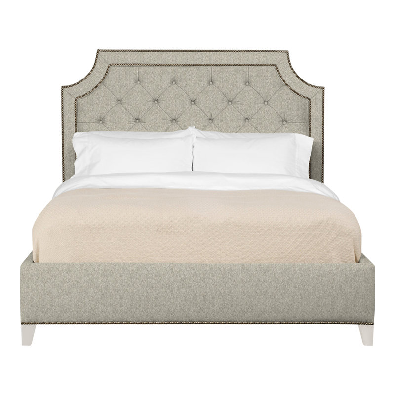 Audrey/Asher Queen Tufted Upholstered Low Profile Panel Bed, Casa Blanca, Ian Smoke, Yes