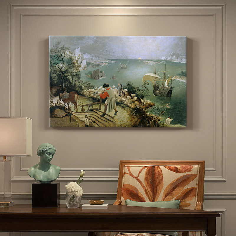 Paysage avec la chute d'Icarus-Pierre Bruegel l'Ancien-Toile tendue avec châssis-c. 1558, 8x12