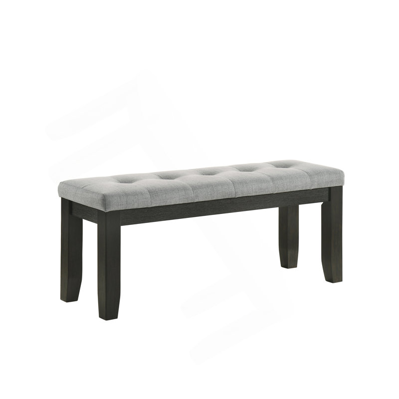 1Pc Contemporary Style Bench Gray Fabric Upholstery Tufted Tapered Wood Legs Bedroom Living Room Dining Room Furniture Wheat Charcoal Finish