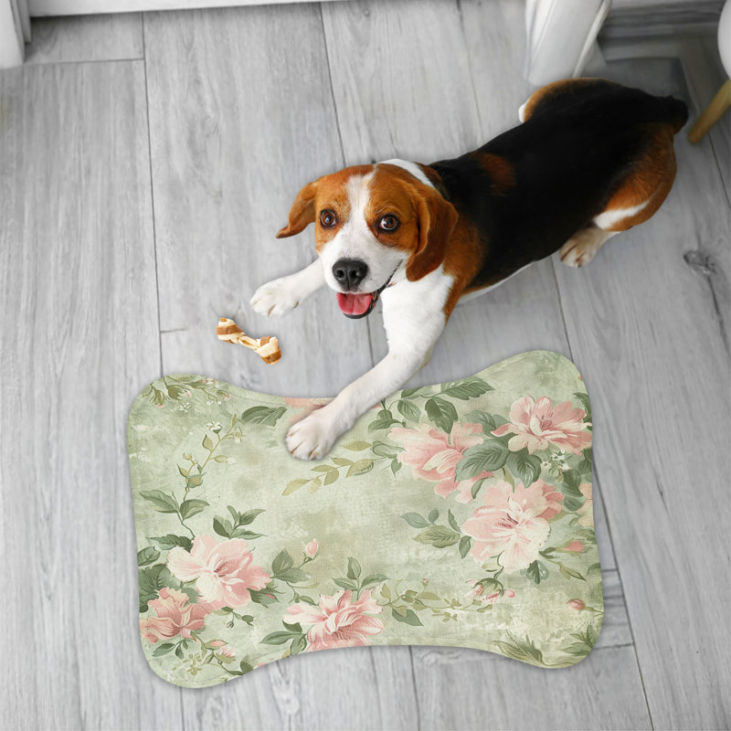 Chic Retro Florals - 1 Piece Bone Shape Feeding Mat