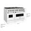 ZLINE Cuisinière à gaz 48 po avec surface de cuisson DuoPro en acier satiné avec portes blanches mates ZLINE-128905008-128905010