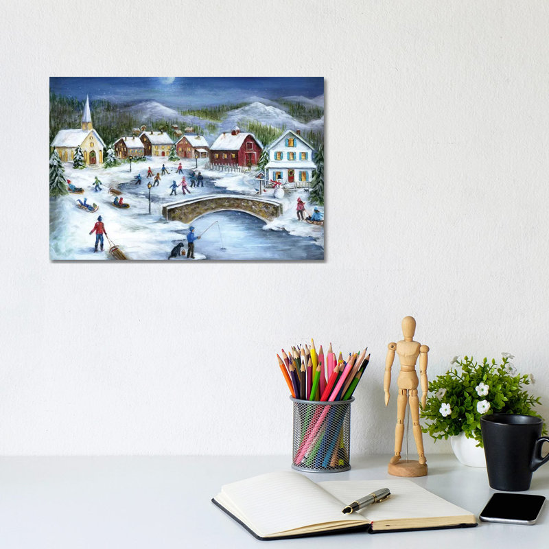 Moonlit Skaters by Marilyn Dunlap - Wrapped Canvas Gallery-Wrapped Canvas Giclée, 20.32 cm H x 30.48 cm W