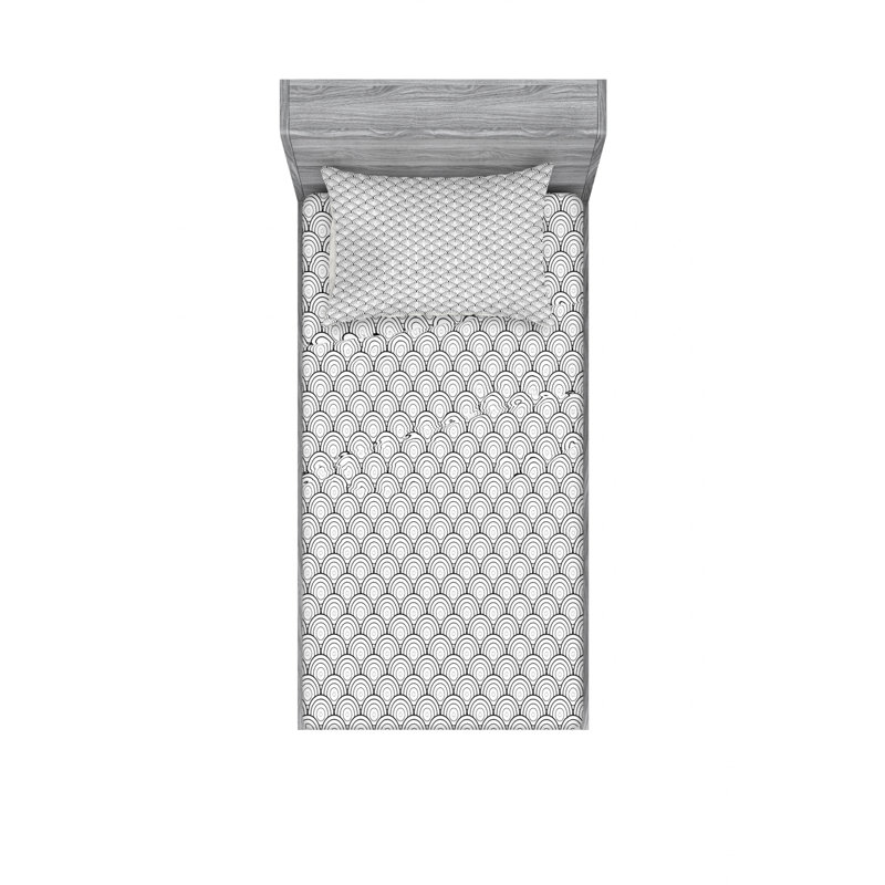 Microfiber Geometric Sheet Set, Twin Sheet Set with Fitted Sheet