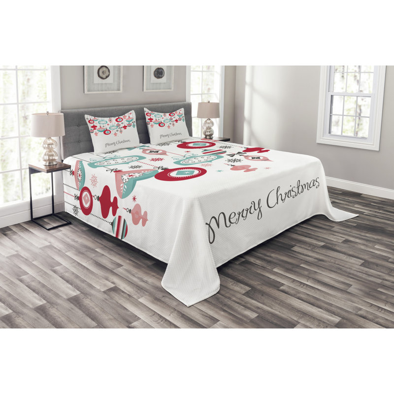 Adala Red/Teal Microfibre Bedspread Set, 220 x 264 cm