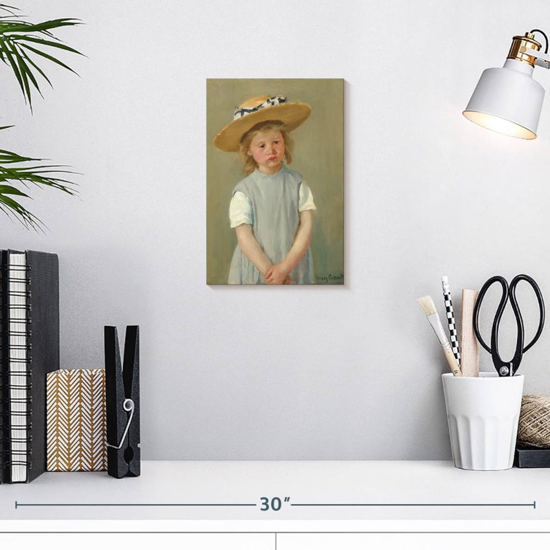 Leisha enfant dans un chapeau de paille 1886, H 12 po x l 8 po