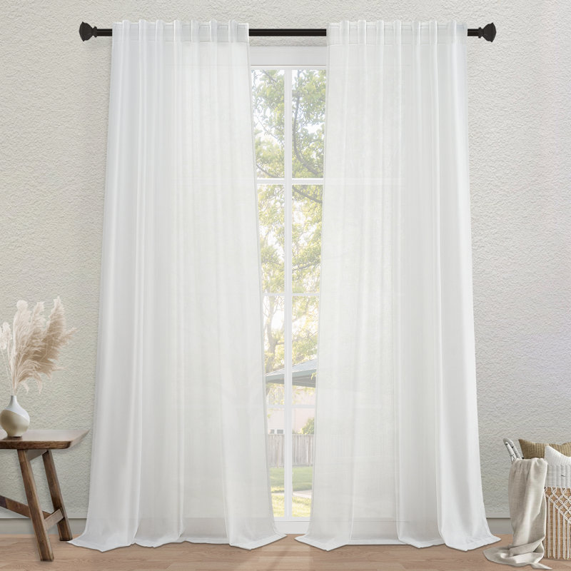 Rideau filtrant la lumière avec crochets à l'arrière Dennan, Blanc, L 52 po x L 90 po