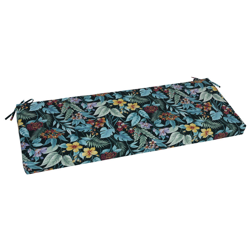 Coussin de banc d'extérieur, Bleu / vert / floral sarcelle Carena, L 51 po x P 19 po