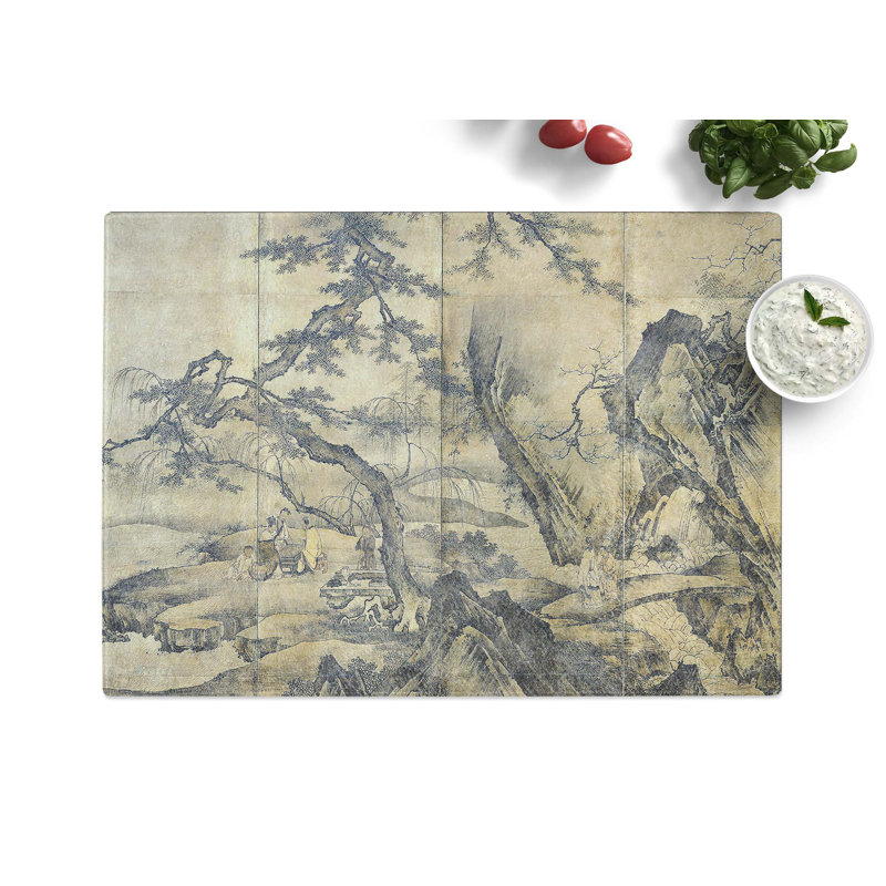 Tempered Glass Four Accomplishments Vol.2 by Kano Motonobu Chopping Board, 28.5 cm x 20 cm