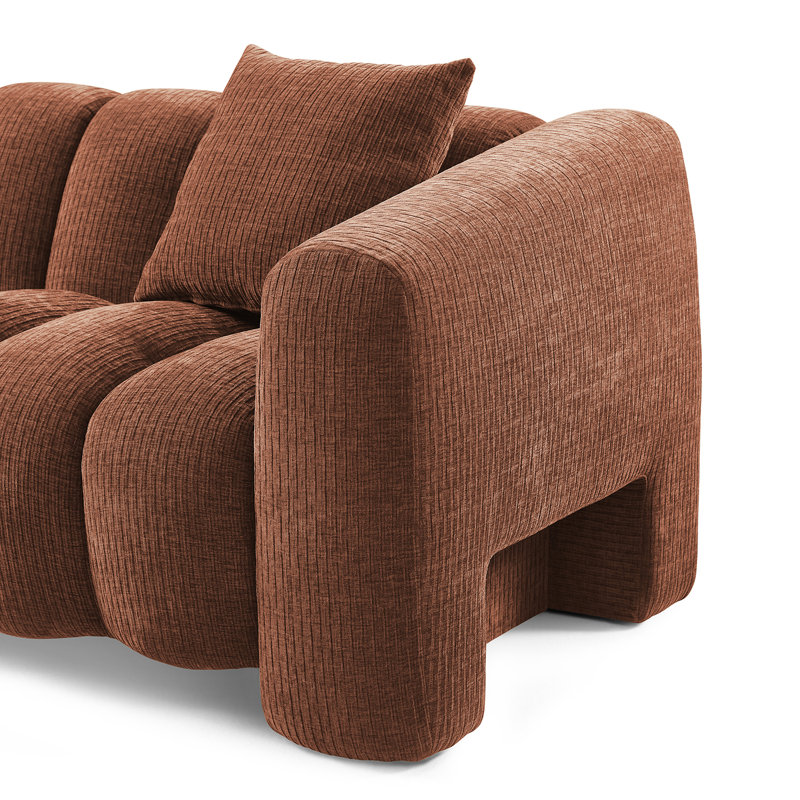 Ollis Minimore Modern Style 126.77" W Modular Curved Shape Type4 4s Sofa, Rust