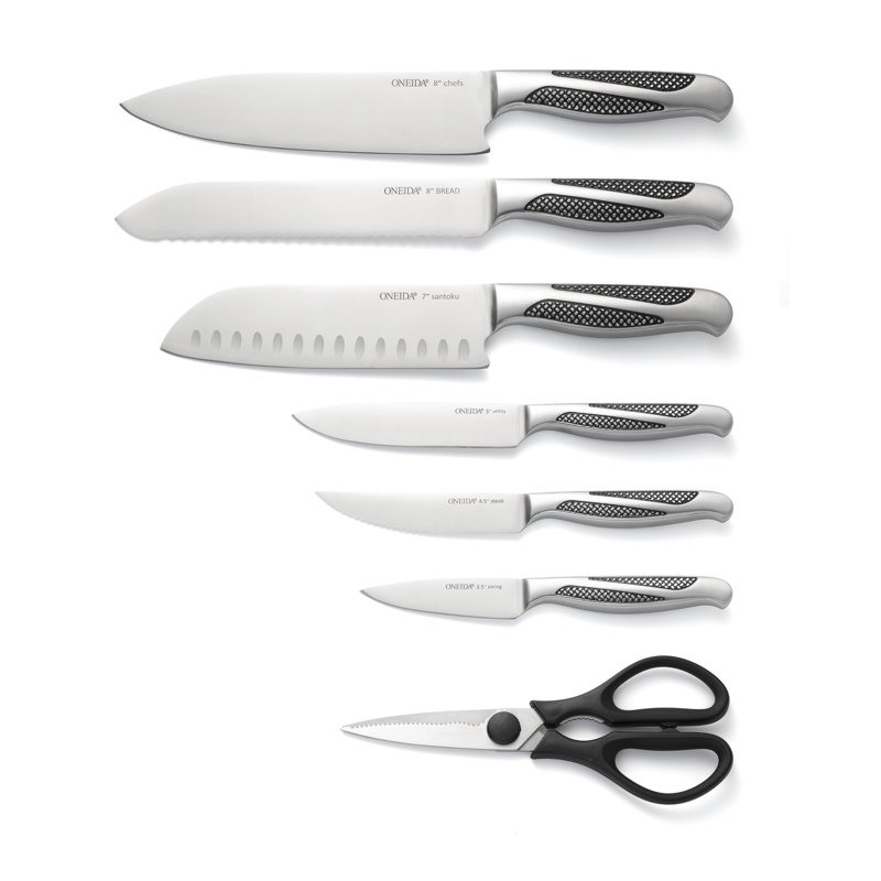 Oneida 14-Piece Stainless Steel Cutlery Block Set with Built-In Sharpener