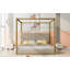 Très grand lit plateforme tapissier avec tête de lit et structure en métal, beige-227954565