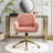 Golden Metal Base Office Chair, Pink Upholstered, For A Comfortable Study Session Chair With Foam Filler, Base, Relaxed Studying Mood-1121299540