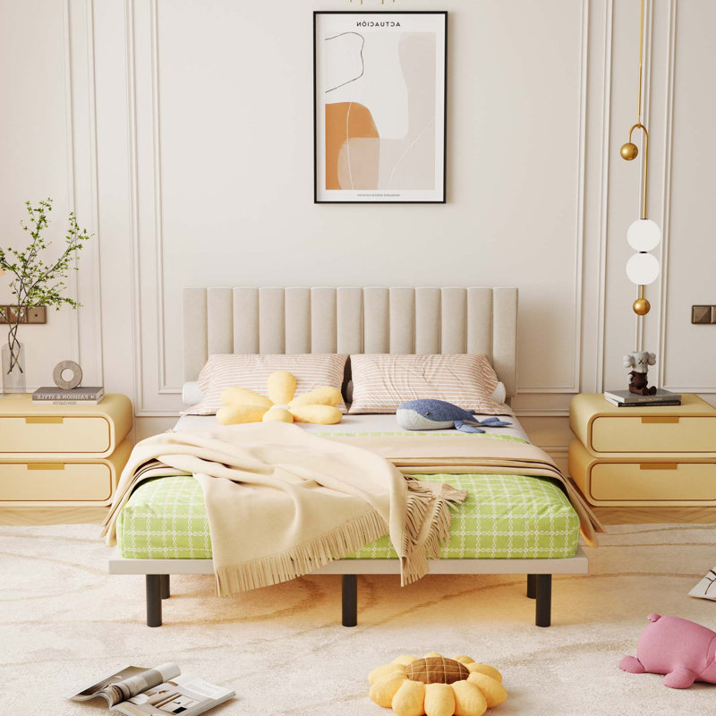 Lit tapissier Bukurosh, Beige