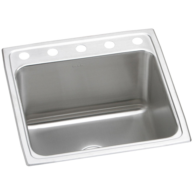 Évier de cuisine à montage sur plan L 22 po x l 22 po Lustertone, 5 trous