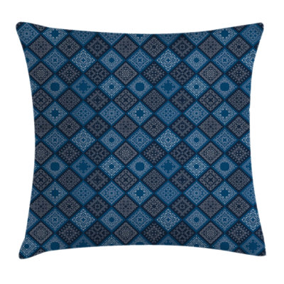 Ethnic Detailed Squares Square Pillow Cover
