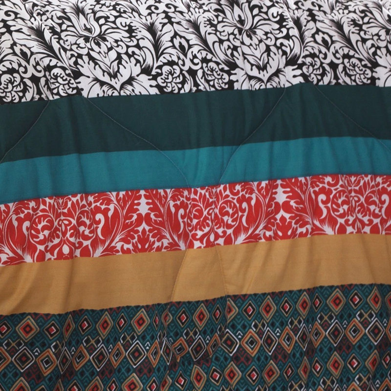 Full Bohemian Multicolor Cotton Reversible Bed in a Bag Set
