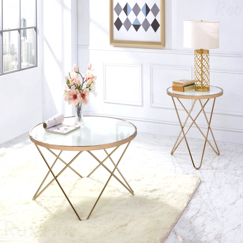 Table basse avec plateau en verre givré