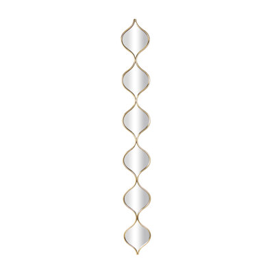 Patericia Metal Slim Stacked Chain 6 Layer Gold Wall Mirror with Tear Drop Pattern