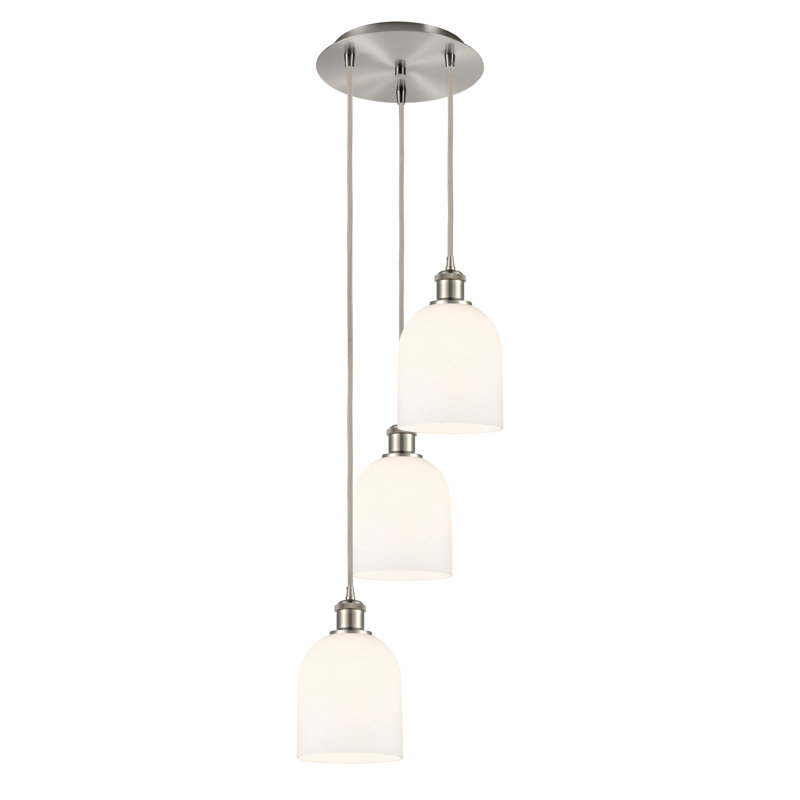 Odaniel 3 - Light Cluster Pendant, Brushed Satin Nickel, Gloss White