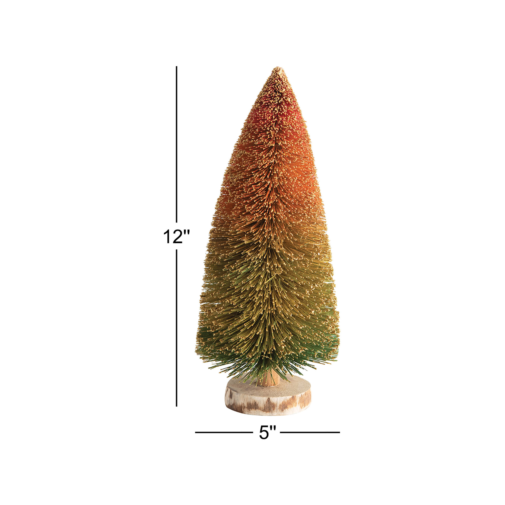Sisal Bottle Brush Tabletop Tree, Green/Orange, 12" H x 5" W x 5" D