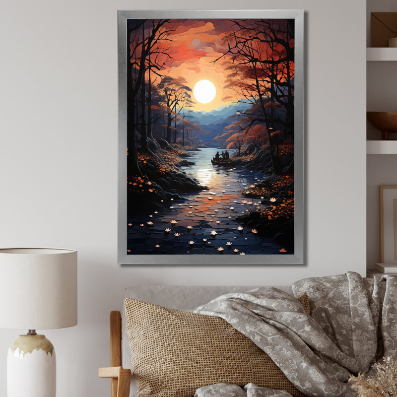 «Winters River Papercut I», impressions sur toile, H 20 po x l 12 po x P 1 po, Cadre simple argenté