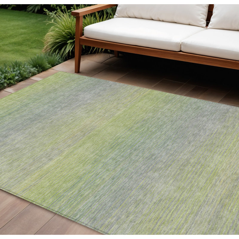 Tapis intérieur lavable rayé vert artichaut 8 pi x 10 pi