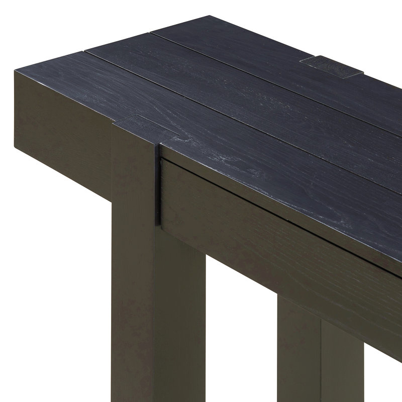 Console avec tiroir caché, prise de courant latérale, table d'entrée en bois, Noir
