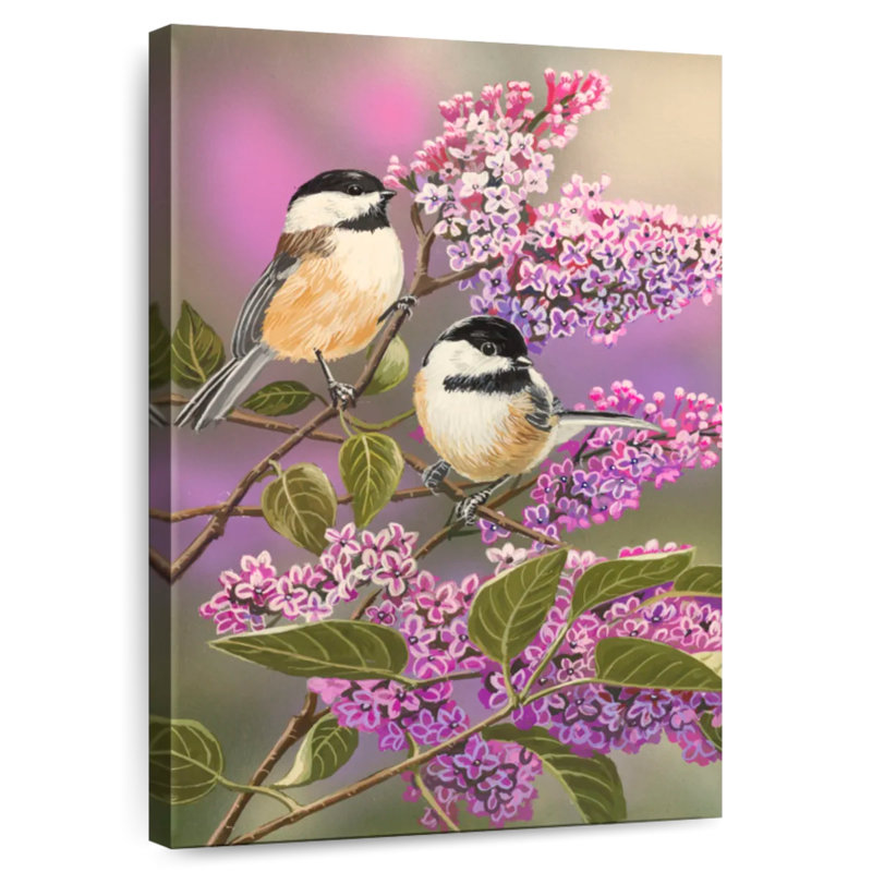 Brampt Lilacs And Chickadees, 12" H x 8" W