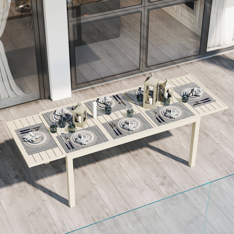 Table de salle à manger extensible en aluminium 97,2 po L, Beige