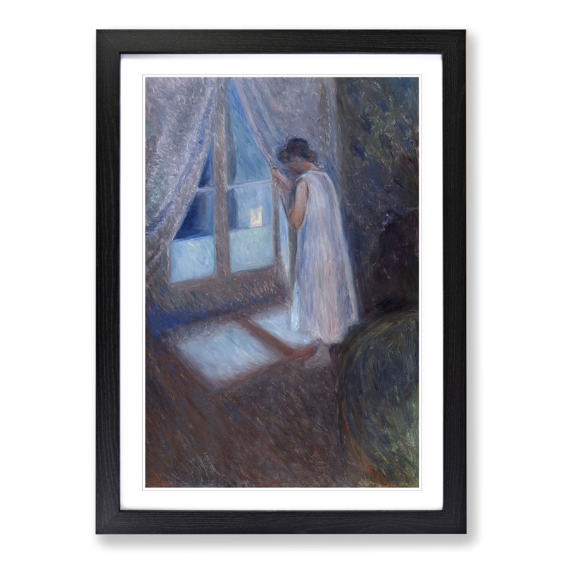 The Girl by the Window by Edvard Munch - Picture Frame Painting, 65cm H x 48cm W x 2cm D, Black