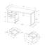 Bureau pour ordinateur portable 60 pouces : plateau stratifié blanc, structure en métal gris, compartiments de rangement. Table d'ordinateur de 60 pouces pour bureau à domicile : dessus stratifié, pattes en métal, tiroirs de rangement.