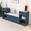 Banc de rangement en bois avec coussin, 2 tiroirs, compartiments rabattables et tablettes ouvertes réglables-2086005239