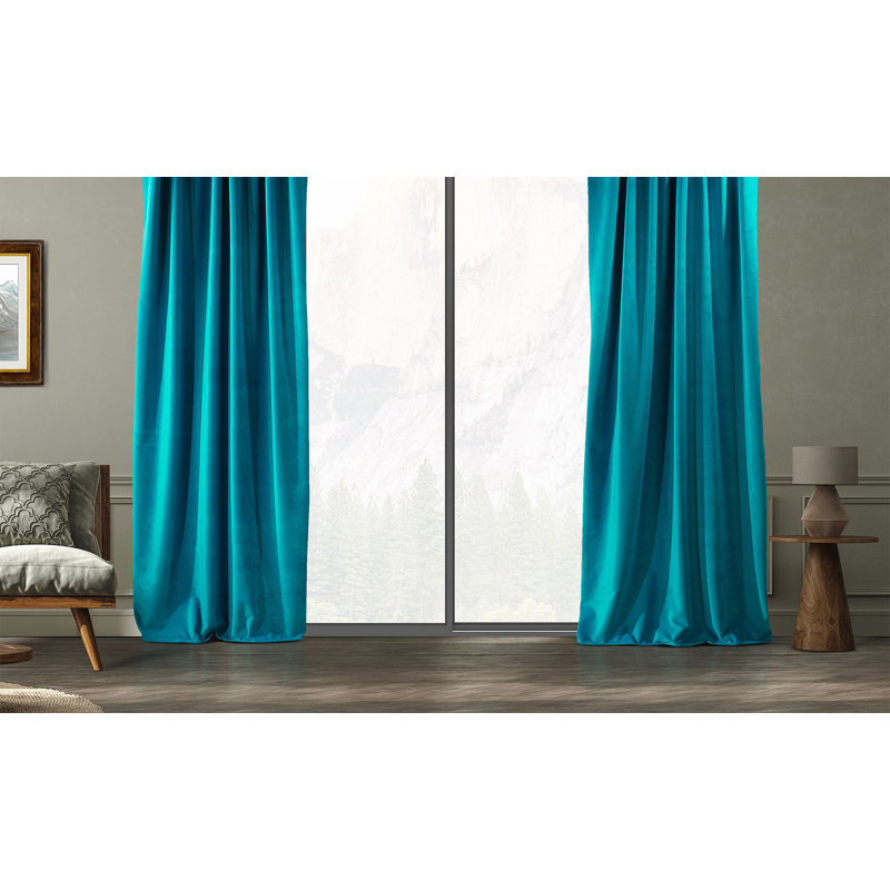 Blackout Single Curtain Panel, Aquablue, 260cm Width x 225cm Drop