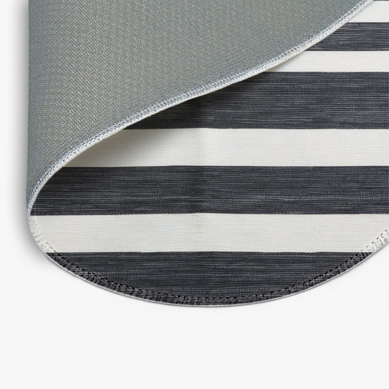 Tapis intérieur / extérieur gris HorizontalStripes, Rond 5 pi