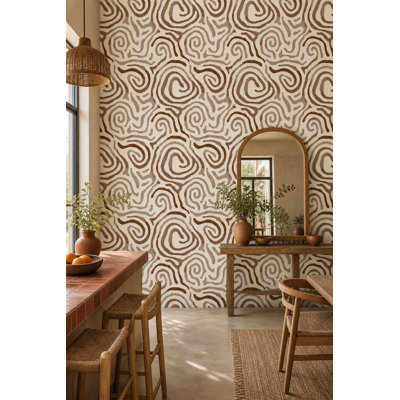 Papier peint abstrait avec lignes organiques et lignes modernes Boho