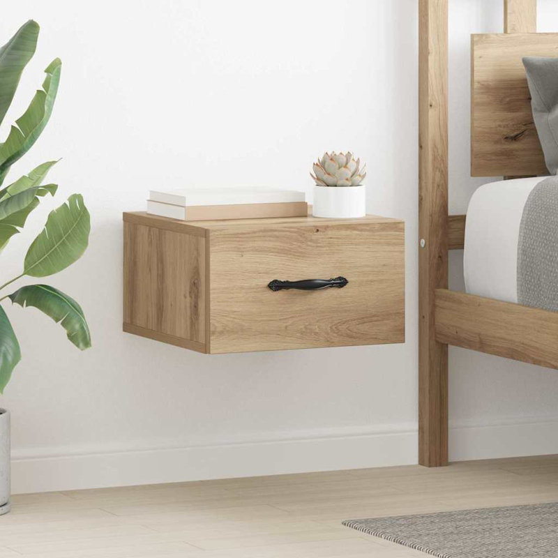 35cm W Manufactured Wood Bedside Table, Artisan Oak
