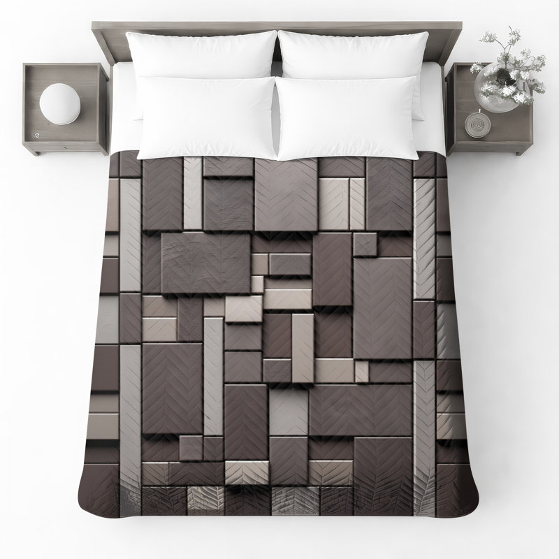 Couvre-lit matelassé à motif géométrique brique toutes tailles, Full / Double