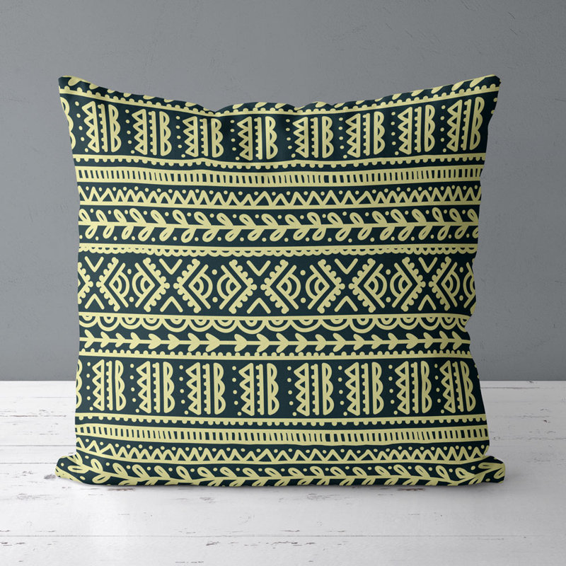Housse de coussin et insert de coussin carré Raja, Noir / Vert