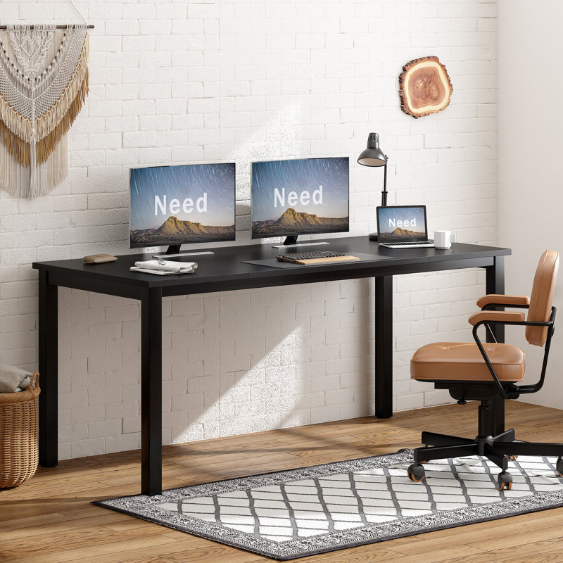 70.87" W Rectangle Computer Desk, Black, 29.53" H x 70.87" W x 31.5" D