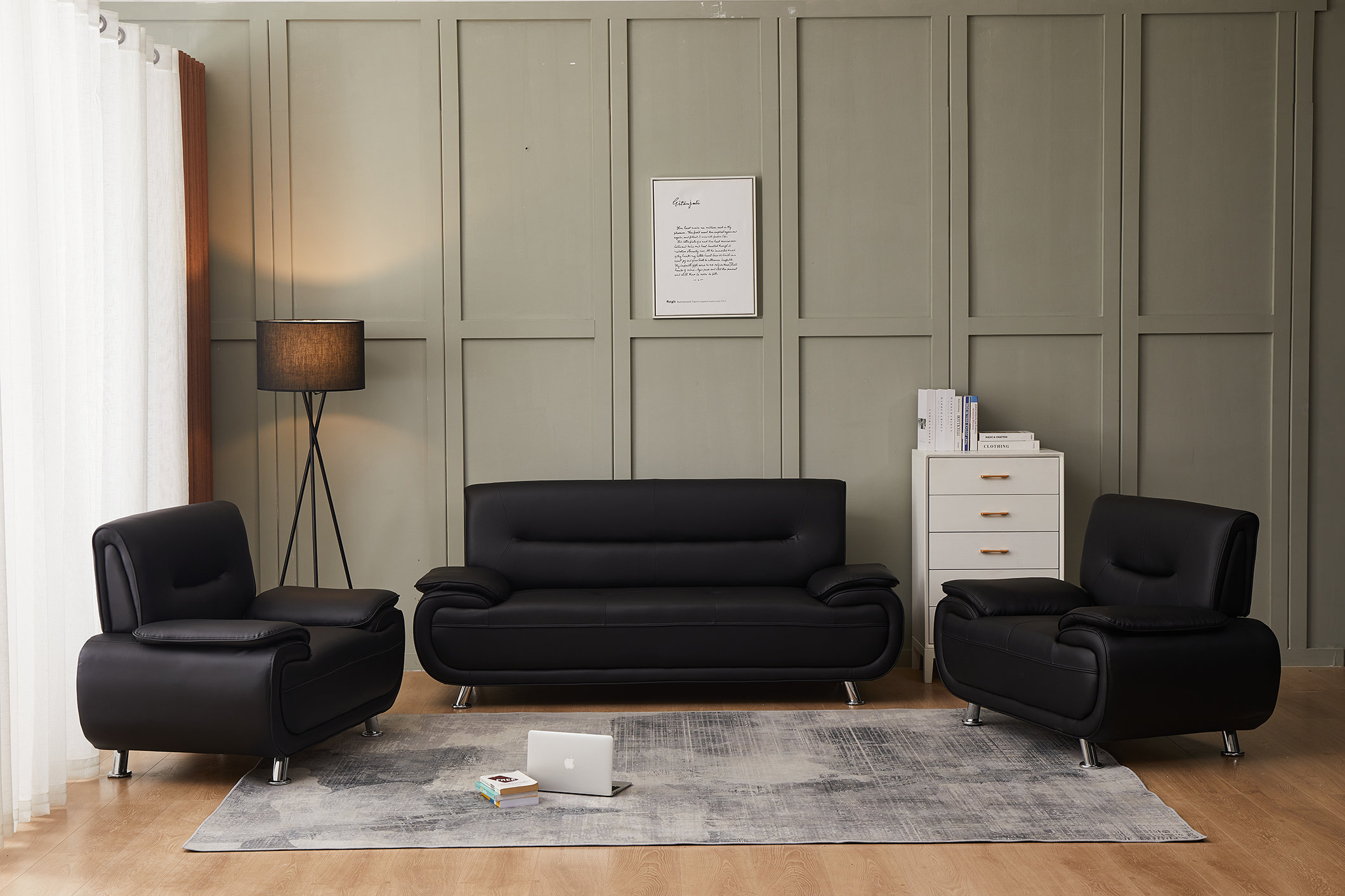 Wade Logan Ehan 3 Piece Faux Leather Living Room Set & Reviews Wayfair